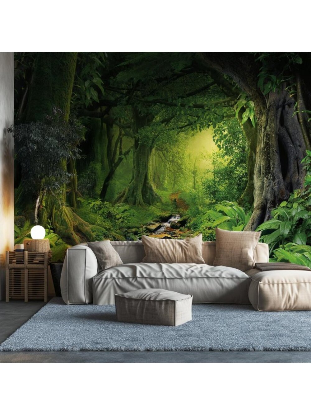 Nature Scene Peel and Stick Wallpaper Mural - Forest Green Home Decor Accent
